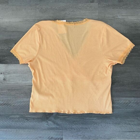 Forever 21 Ribbed Surplice Top Lace Trim Peach Plus 1X - Picture 7 of 11
